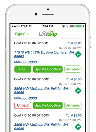 LineSkip Delivery App example.
