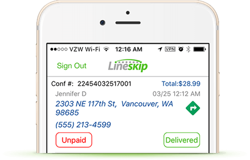 LineSkip Delivery Management app example.